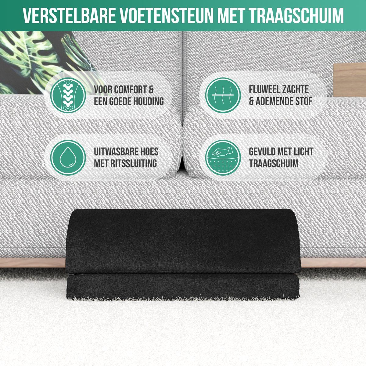 Avalo Voetensteun - Ergonomisch Traagschuim - Verstelbaar - Zwart