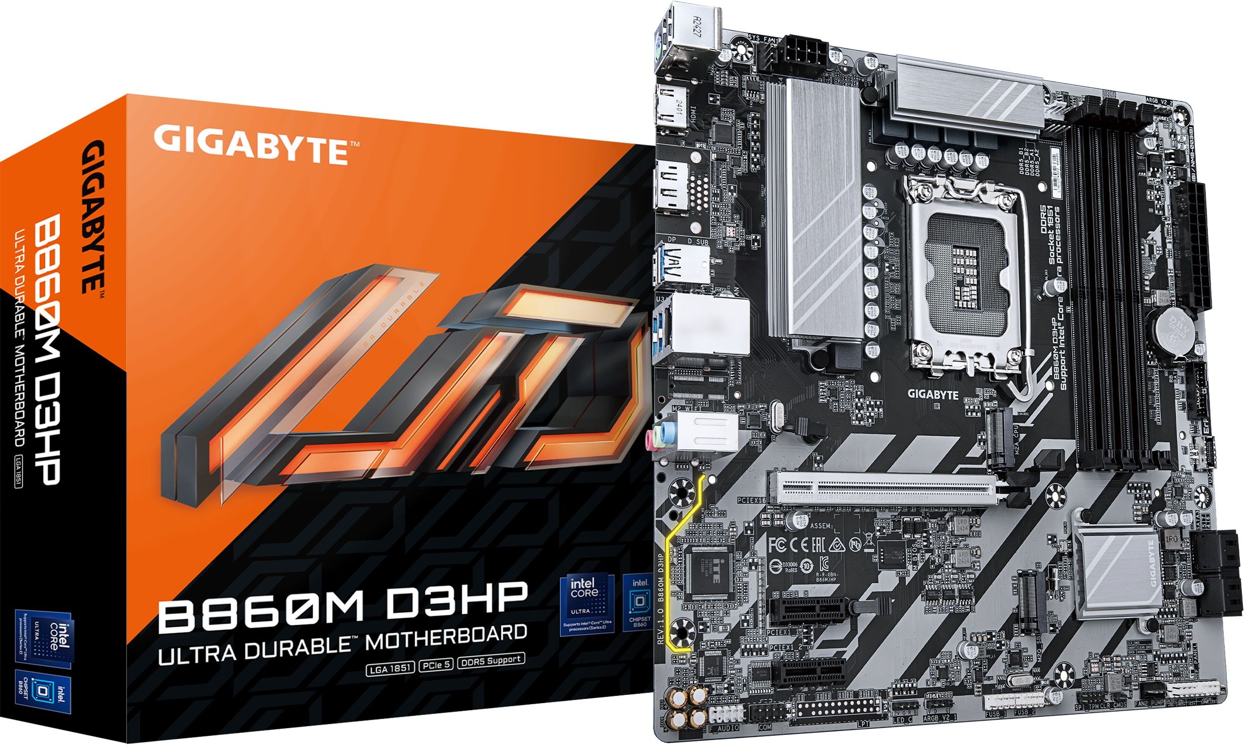 Gigabyte B860M D3HP - Micro-ATX Moederbord - Intel B860 chipset - DDR5 Geheugenondersteuning