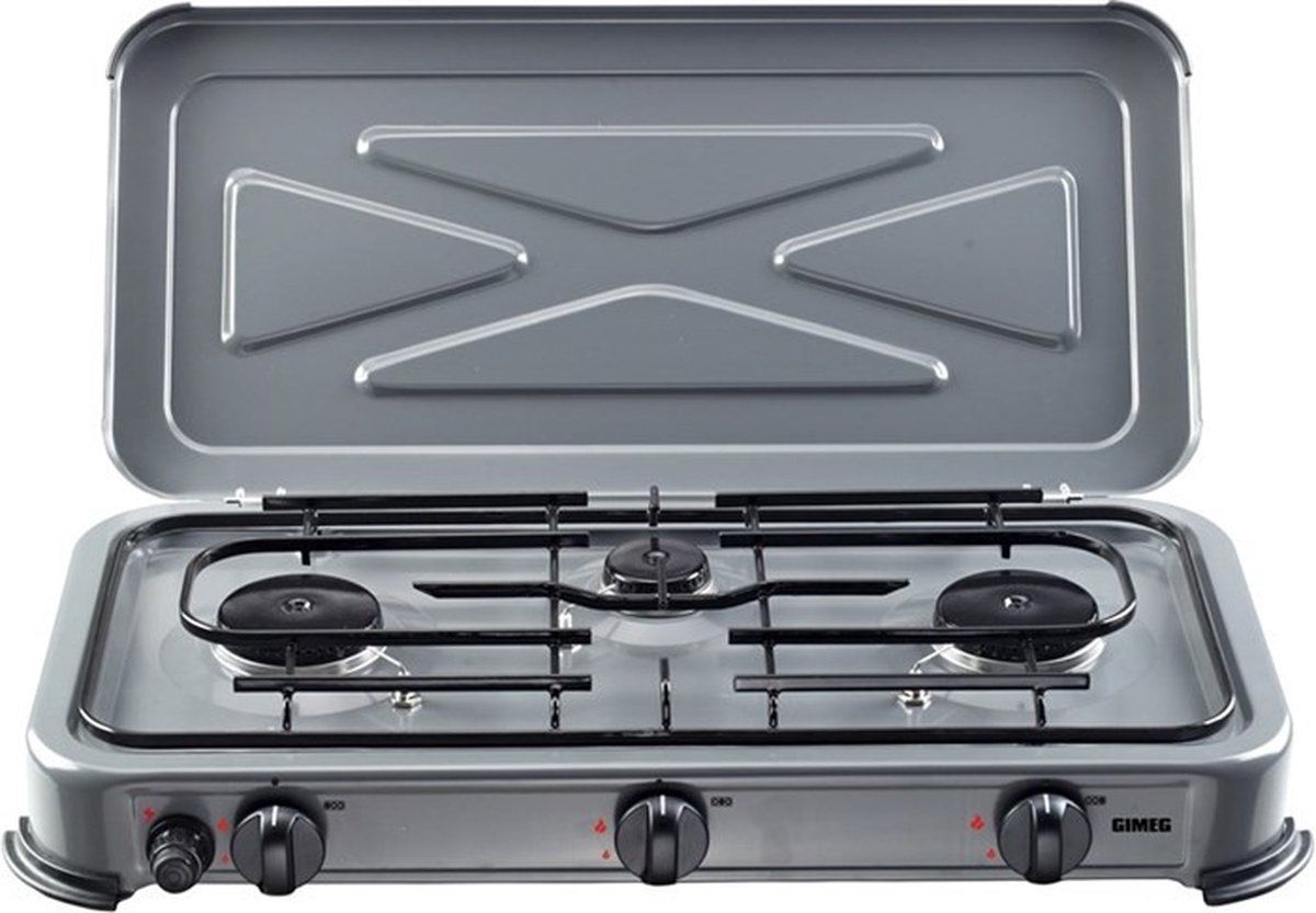 Gimeg Kooktoestel 3-Pits - 2x 2,2 kW branders en 1x 0,9 kW brander - Grijs