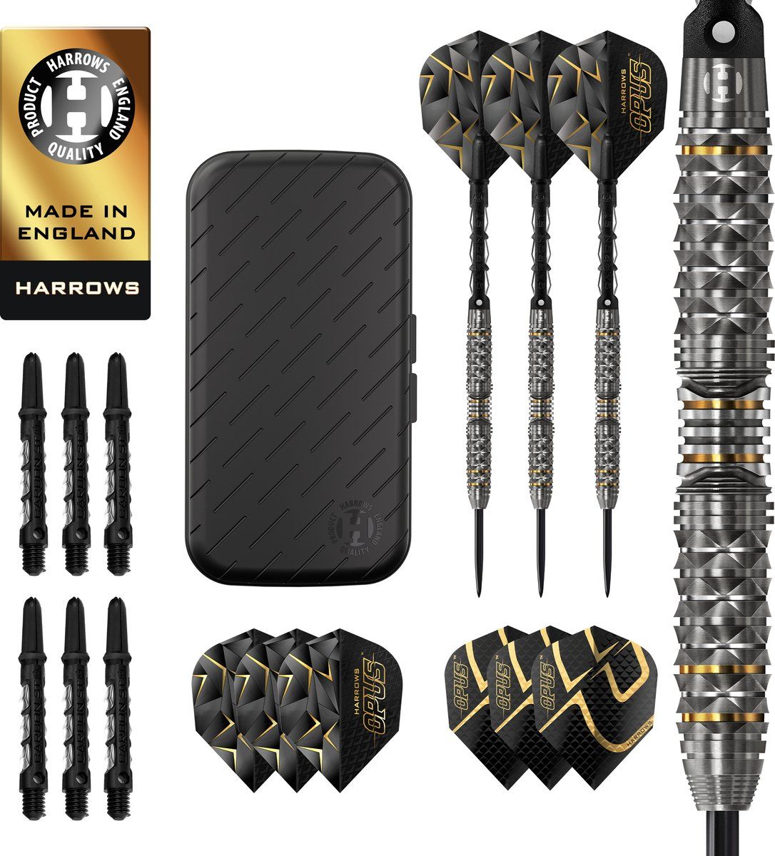 Harrows Opus 90% Tungsten 24Gr - Dartpijlen - Acute Facet Grip - Gun-metal Titanium