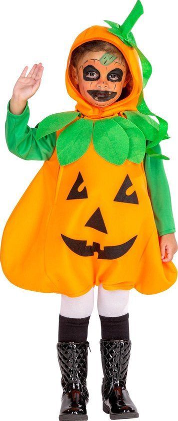 Dressforfun Kinderkostuum pompoen 104 - Halloween kostuum met muts en ritsen - Oranje