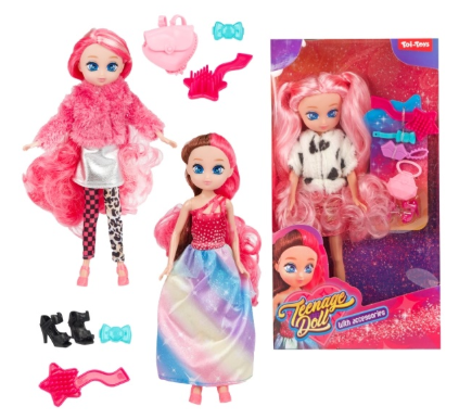 Tienerpop - Curly Hair 23 cm - 3 modellen