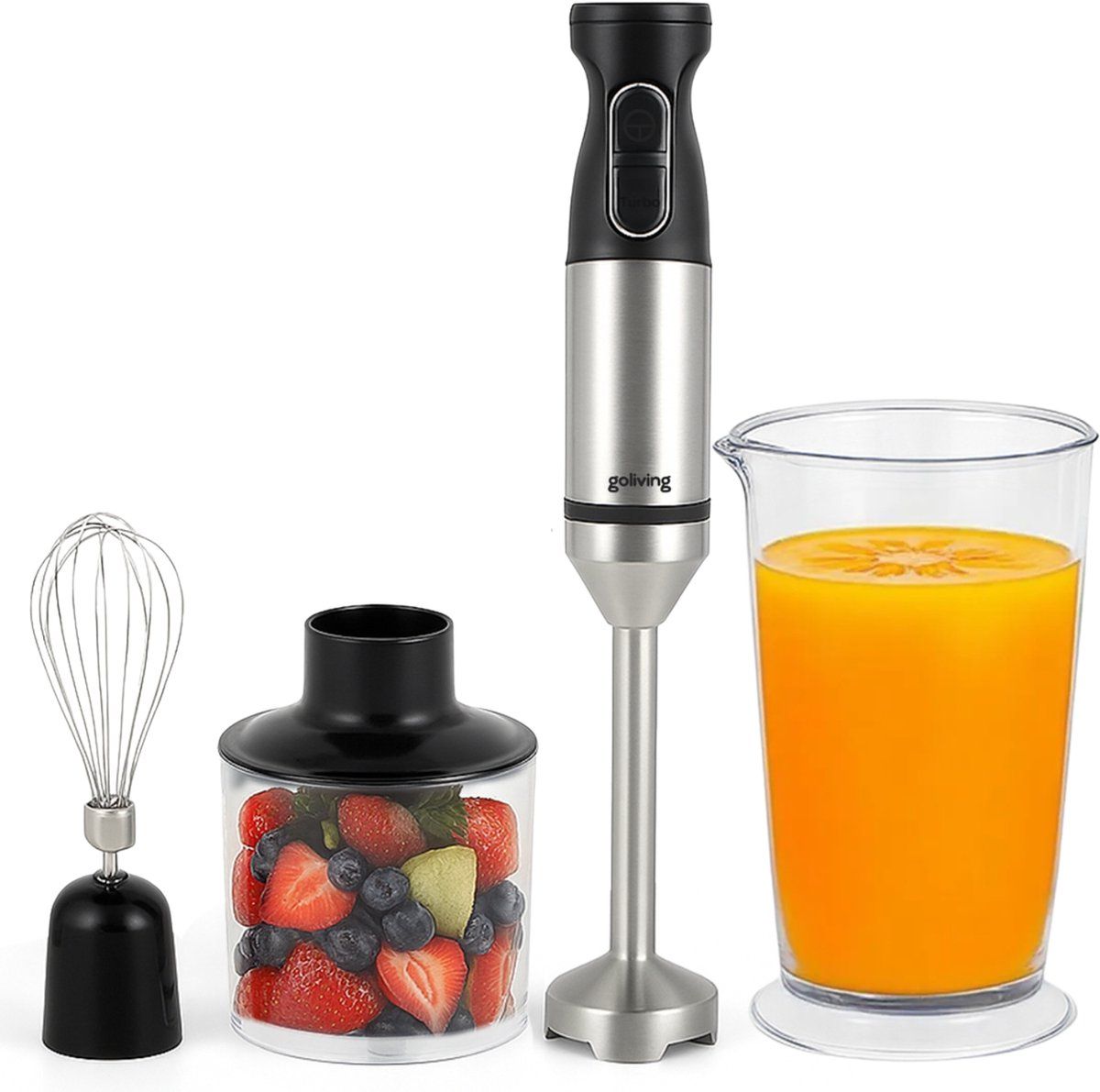 Goliving Staafmixer Set 5-in-1 - 1000W - Vaatwasserbestendig - Rvs Messen