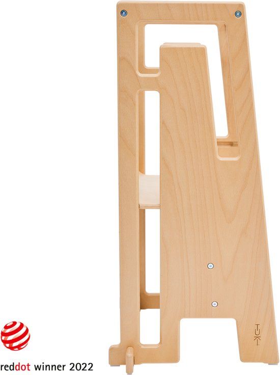 Tuki Leertoren Nature - Learning Tower - Montessori Leertoren - Leertoren keukenhulp - Red Dot Design Award - 100% Beukenhout - Kindertrapje - Natuur