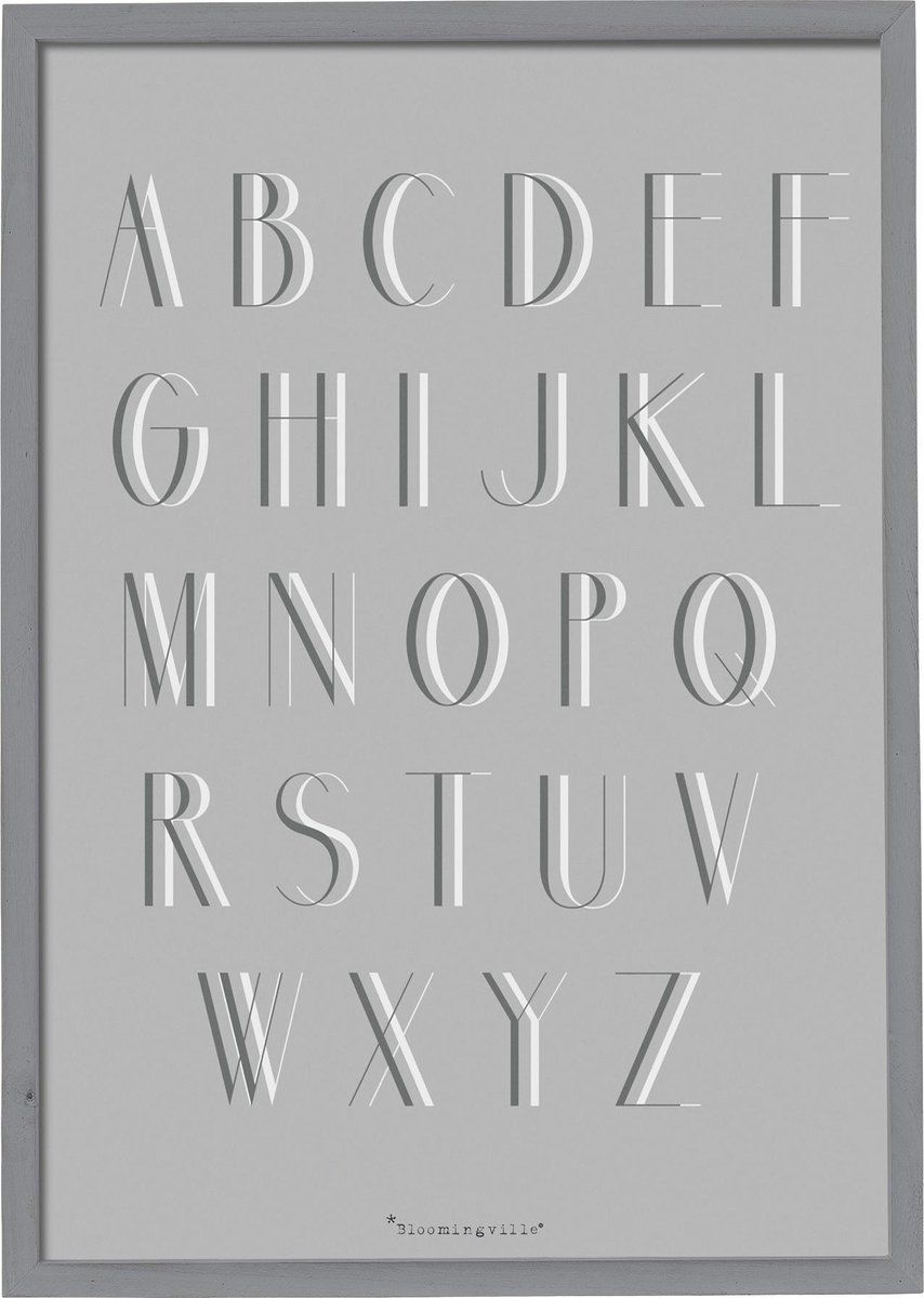 Bloomingville - Tekstbord - Hout/Plexiglas - Grijs - 70x50 Cm