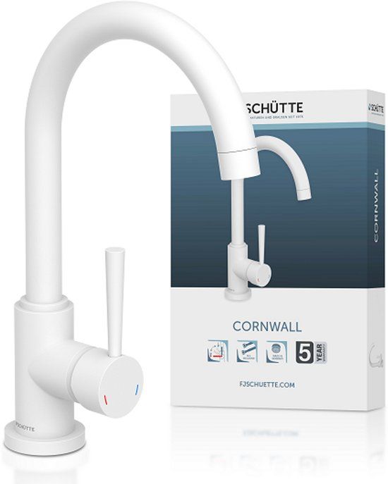 SchÜTte Cornwall - Design Keukenkraan - Hoge Draaibare Ronde Uitloop - Wit Mat