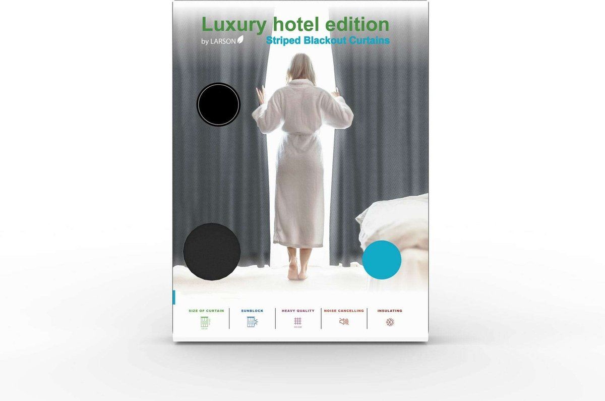 Larson - Luxe Hotel Blackout Gordijn - Met Haken - 1.5m X 2.5m - Lichtgrijs - 2 Stuks