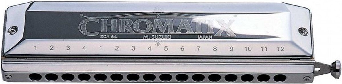 Suzuki Scx-64 - Chromatische Mondharmonica - 16 Gaten 64 Tonen - Zwart/chroom