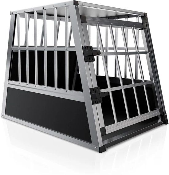 Juskys Aluminium Hondentransportbox L - Veilig Vervoer Middelgrote Honden - Zwart
