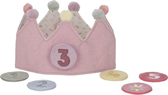 Little Dutch - Verjaardagskroon Van Stof - Cijfers 1-5 - Roze