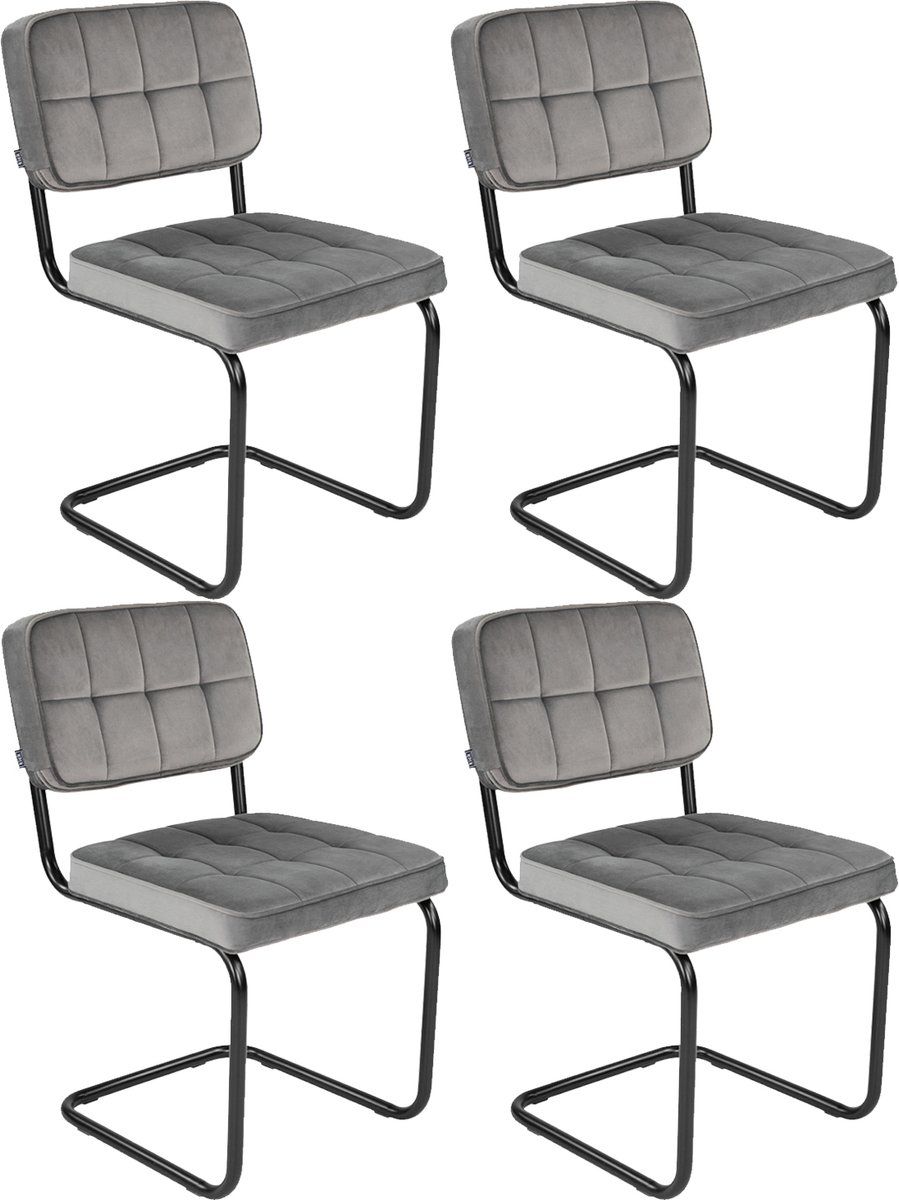 Kick Buisframe Stoel Ivy Grijs - Set Van 4