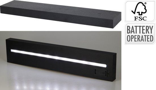Home & Styling Collection Home&Stylingcollection - Wandplank - Led-verlichting - Zwart - 60cm