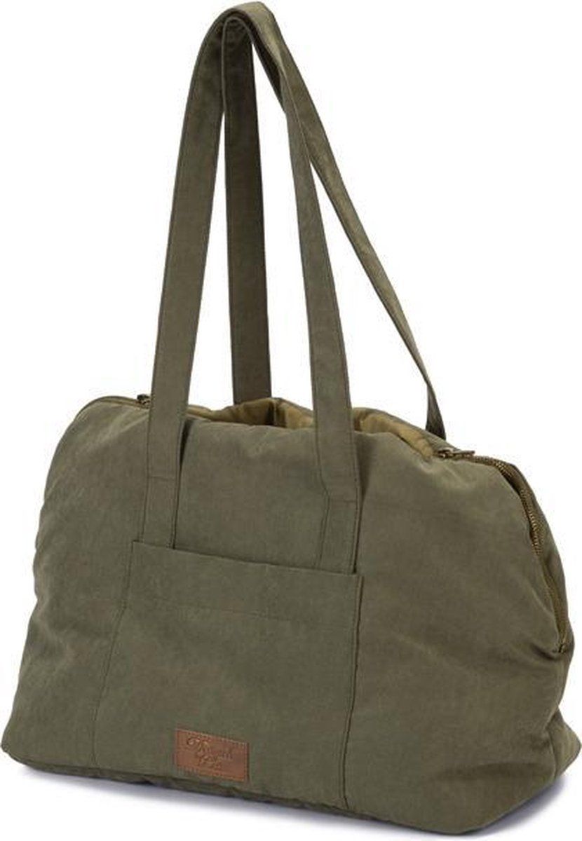 Designed by Lotte Bundu - Draagtas Hond - Warm pluche binnenkant - Groen - 40x20x28 cm