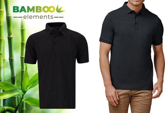 Bamboo Elements - Heren Piqué Polo - Korte Mouwen - Antraciet Grijs L