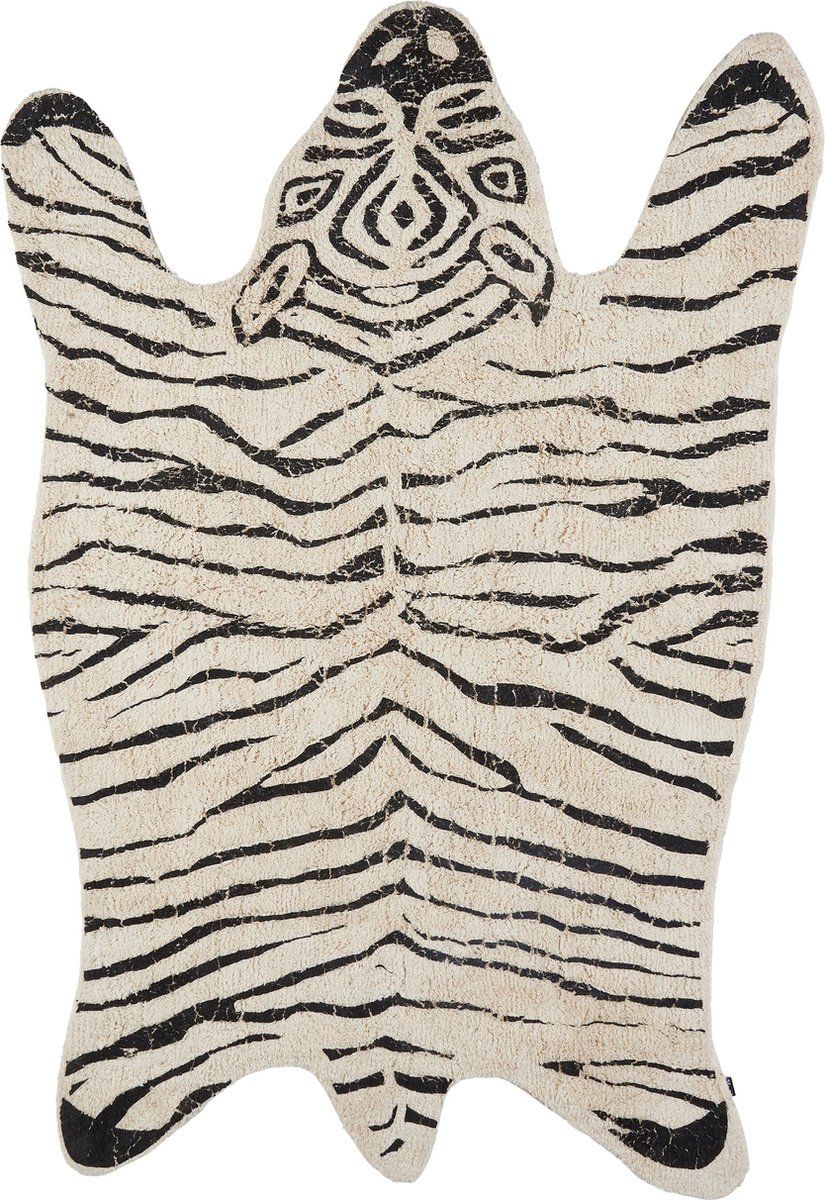 Vloerkleed Kinderkamer - Vloerkleed Jungle - Zebra - 180 x 120 cm - Zwart,Wit