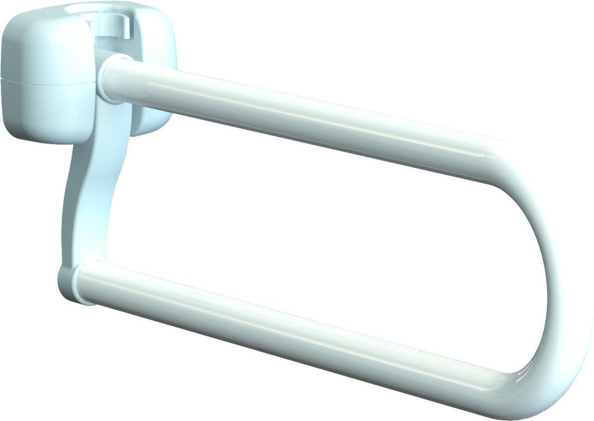 Opklapbare toiletbeugel - gecoat staal 60 cm - extra ondersteuning - Wit