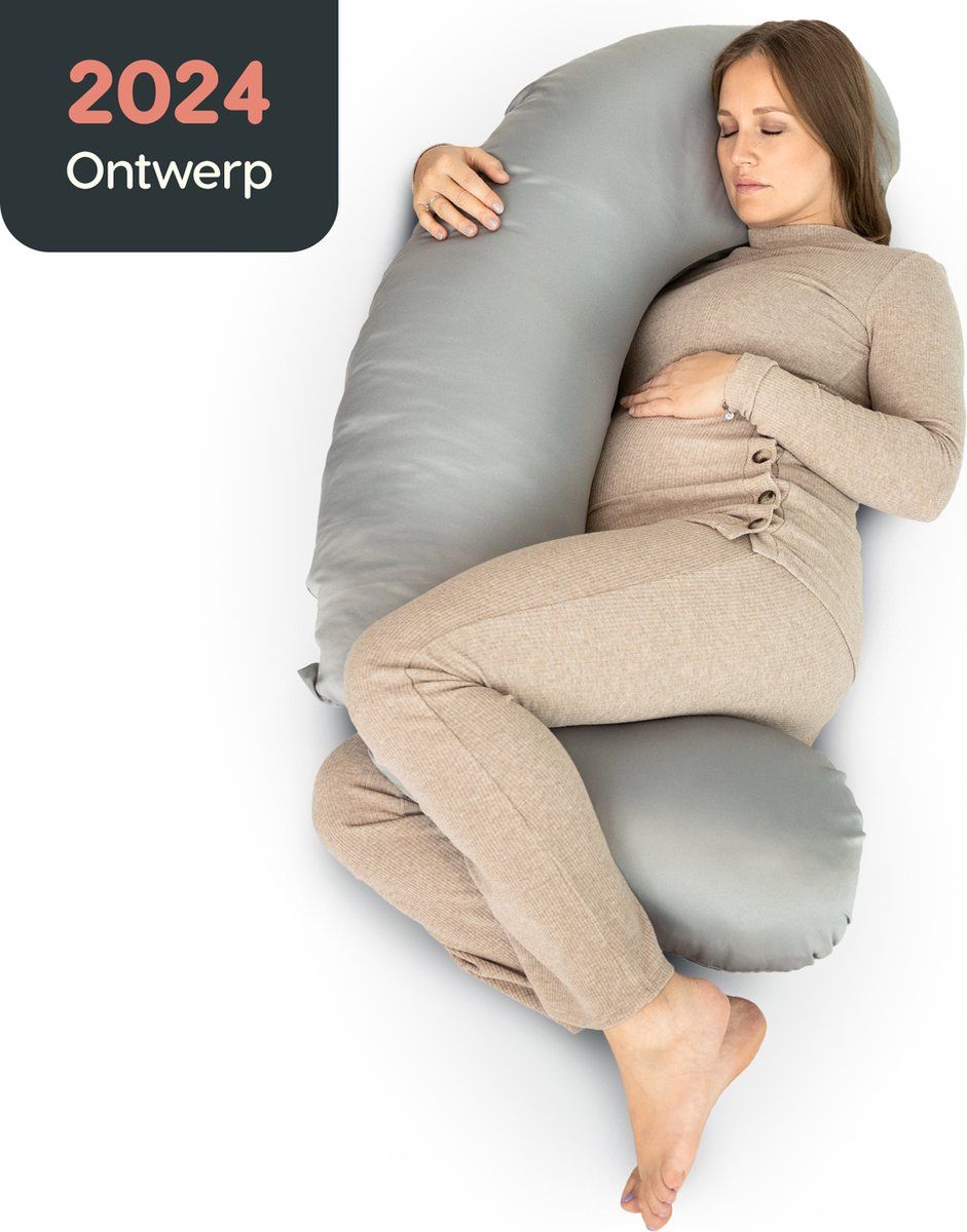 Rustige Nacht® Zwangerschapskussen C-vorm - Luxe Satijn Hoes - 140CM - Body Pillow - Lichaamskussen - Nu Met Gratis E-book,