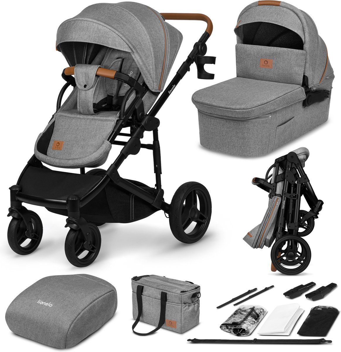 Lionelo Mari Tour - Kinderwagen 2in1 - Off-road Wielen 27 Cm - 3D Ventilatie - Geheugenfunctie