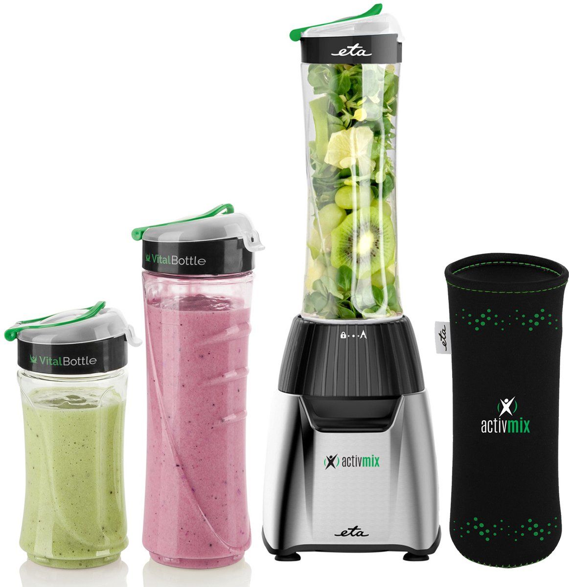 ETA ActivMix Blender To Go - Blender - 350W 19000 RPM Pulsfunctie - Zilver (3 stuks)