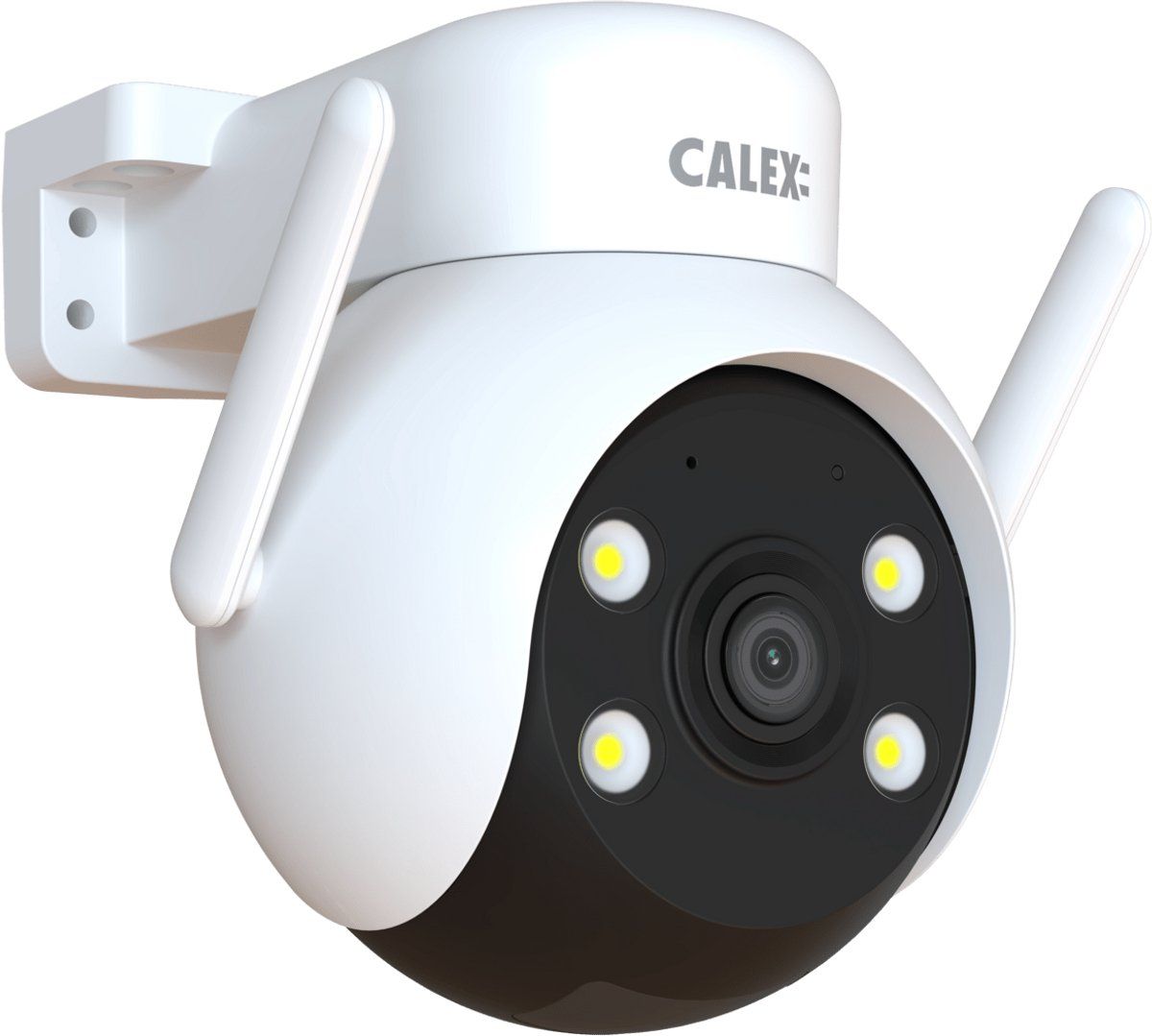 Calex Smart Ptz Camera 2K - Beveiligingscamera Voor Buiten - Pan Tilt Bewegingsdetectie Nachtzicht Tweeweg Audio Wit