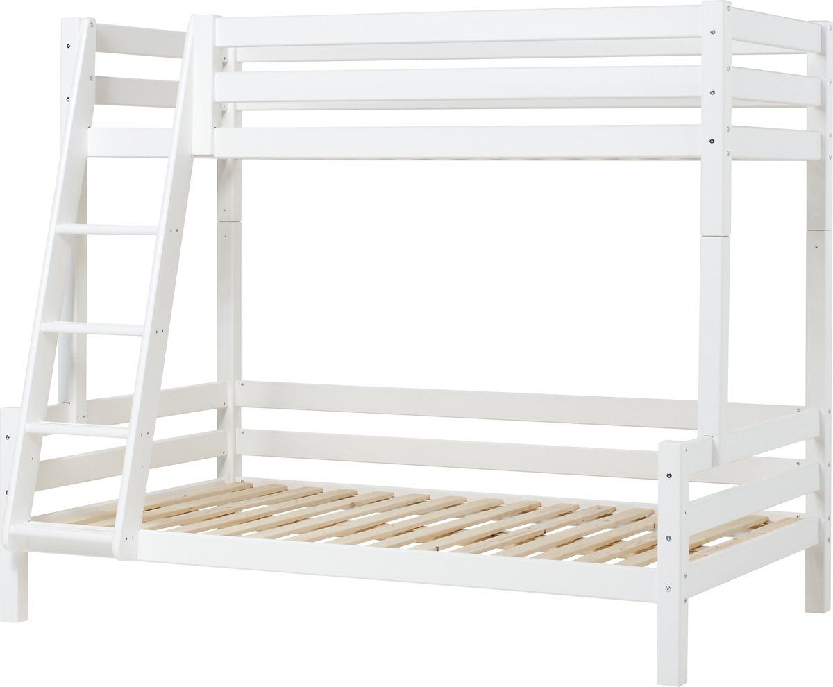 Hoppekids Eco Luxury Hoog Familie Stapelbed 90x200 / 120x200 Cm, Wit, Deelbaar Tot 2 Eenpersoonsbedden, Eco-gecertificeerd Fsc-hout, Massief