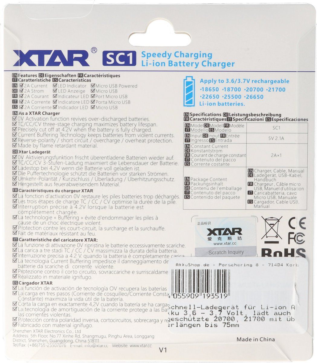 Panasonic 18650 Li-ionbatterij met 3400 mAh en beschermingscircuit en snellader