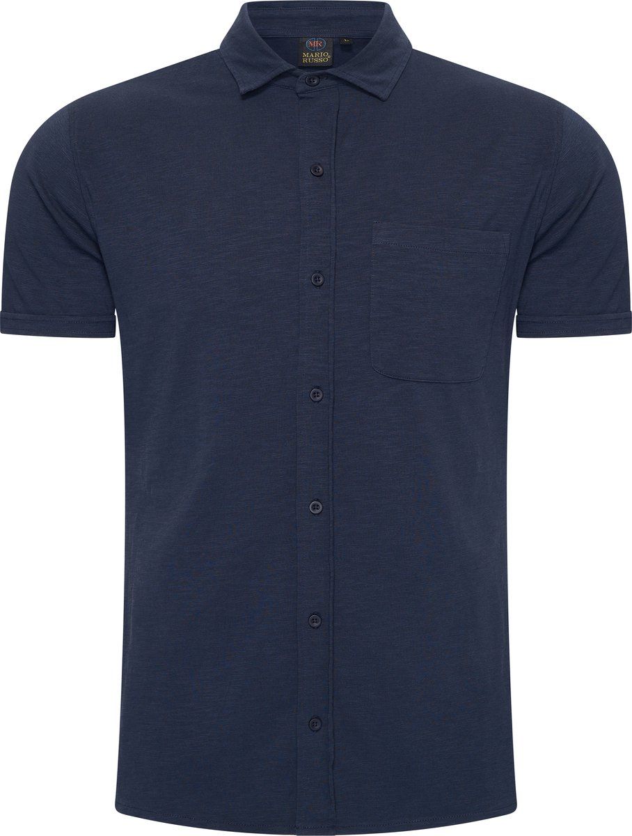 Mario Russo Korte Mouwen Overhemd - Polo Shirt Heren - L - Navy