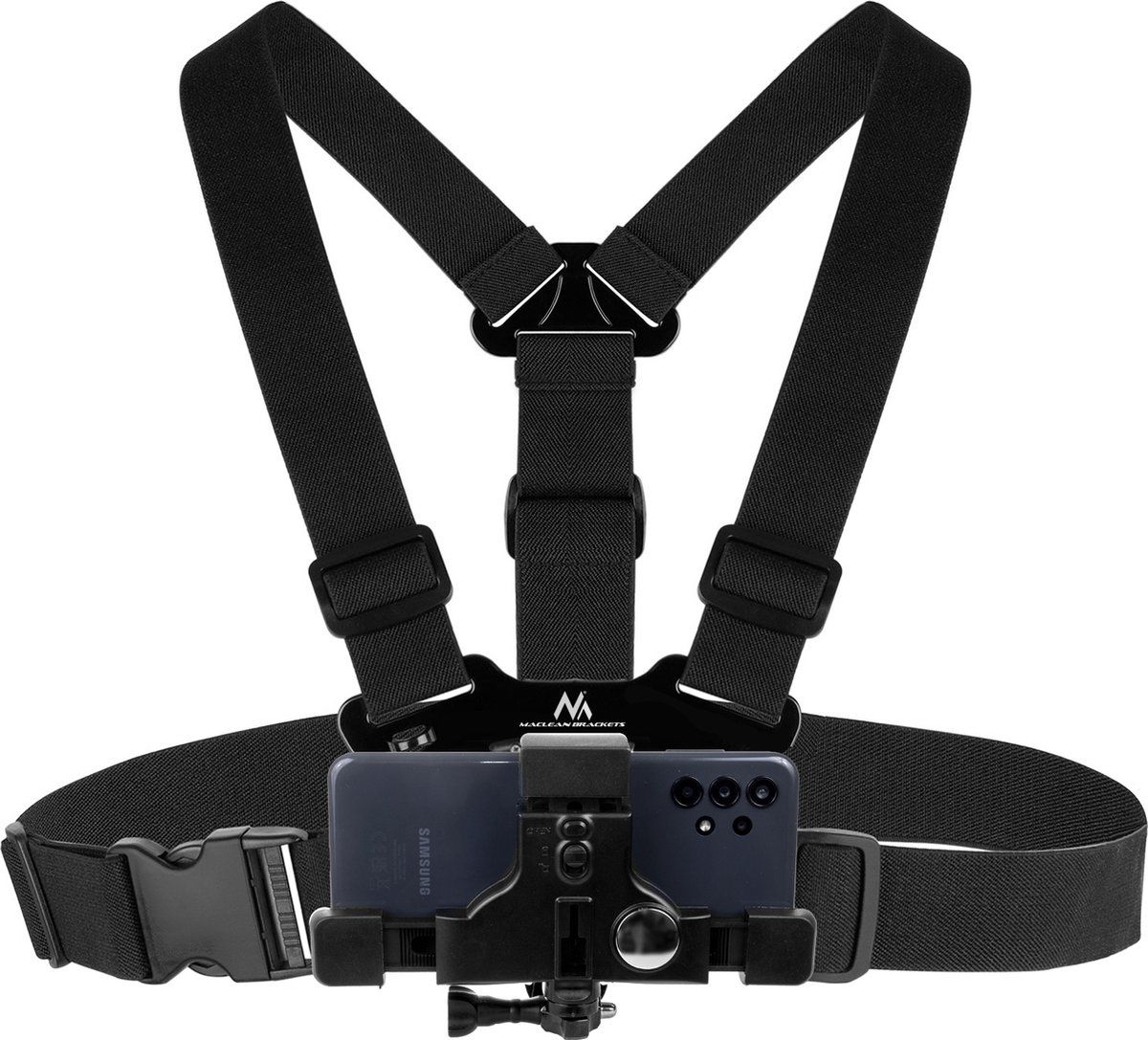 Maclean Mc-445 - Borstband Voor GoPro En Smartphone - Verstelbaar - Zwart