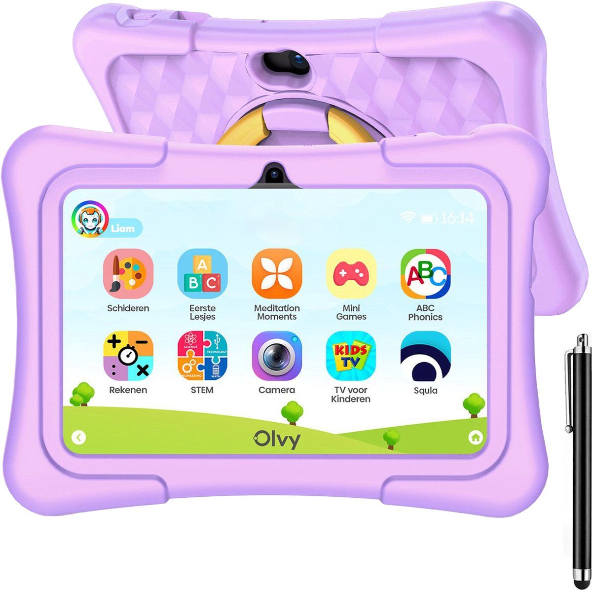 Olvy K7 Olvy Purple Pro - Kindertablet - 96GB - Ouderlijk Toezicht - 7 Inch
