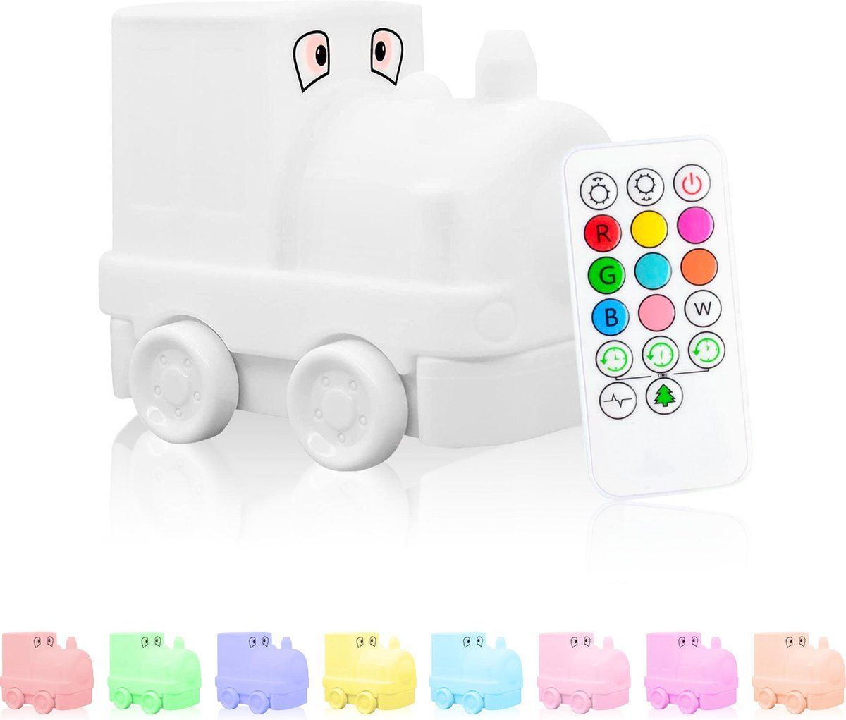 Sleepy Friends - Trein Nachtlampje - Dimbaar met afstandsbediening - 8 kleuren