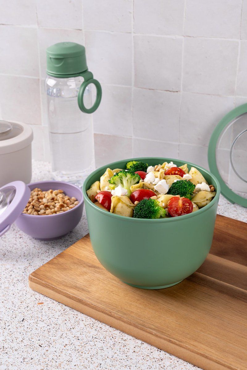 Amuse Tylla Sage Life Bowl - Lunchbox - Perfect Afsluitbare Verhouddoos - Saladebox Voor Onderweg - Vaatwas, Magnetron, En Diepvriesbestendig - Groen