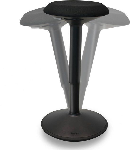Merkloos Bckz Wiebelkruk Zwart | Hoogte 55-80cm | Balanskruk | Zit-sta Kruk | Ergonomische Bureaustoel |