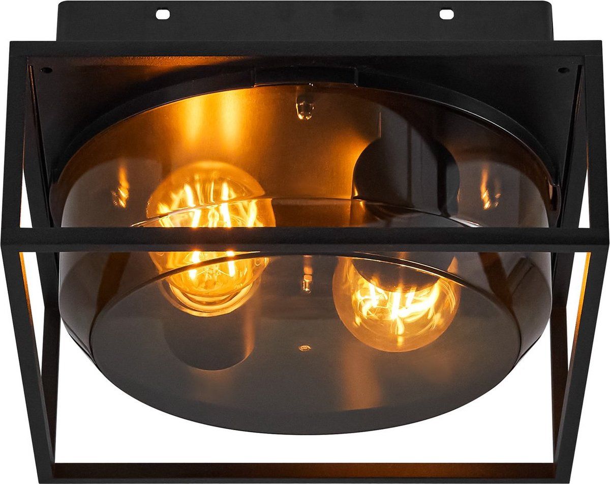 Nordlux Griffin - Plafondlamp - 2xE27 - Smokey Glas -Ø26 Cm