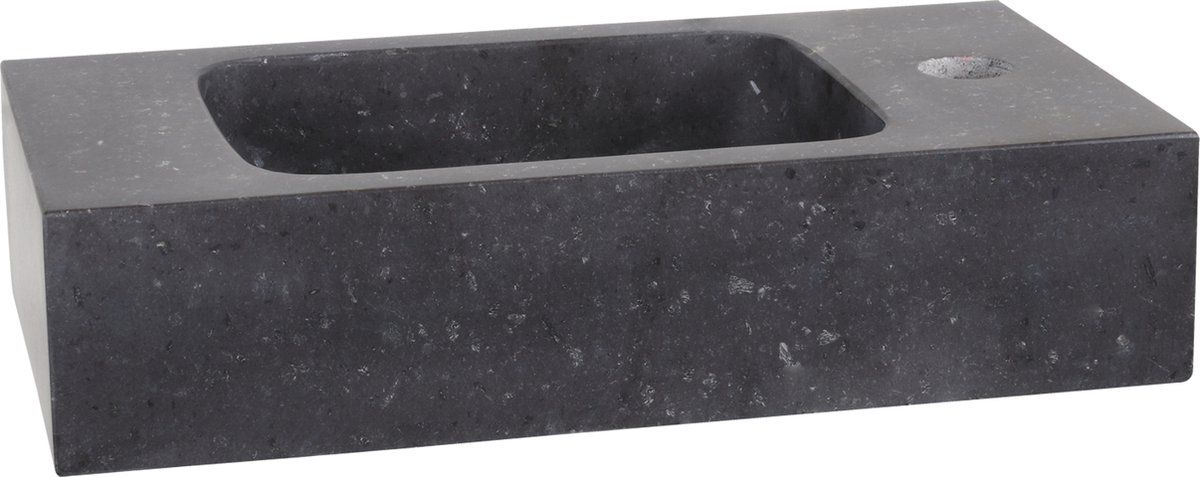 Differnz Bombai Black - Natuurstenen Wasbak - 40 X 22 X 9 Cm - Antraciet