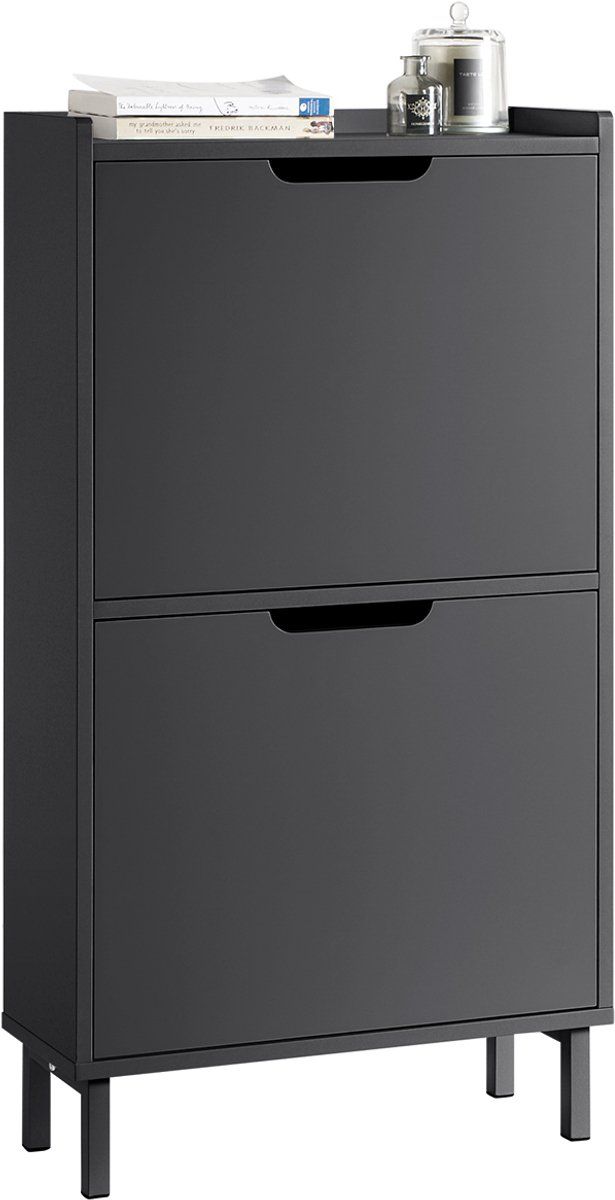 SoBuy FSR151-Sch - Schoenenkast - 2 Kleppen - Zwart