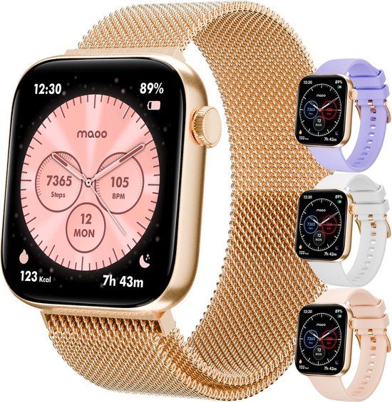 Maoo ProWatch - Smartwatch - Stappenteller Hartslagmeter Bloeddrukmeter Slaapmonitor - Rosé Goud