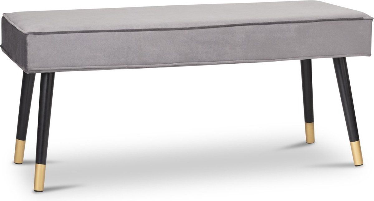 Lifa Living Barcelona - Halbank - Velvet&Hout - Grijs&Goud - 101 X 42 X 45 Cm