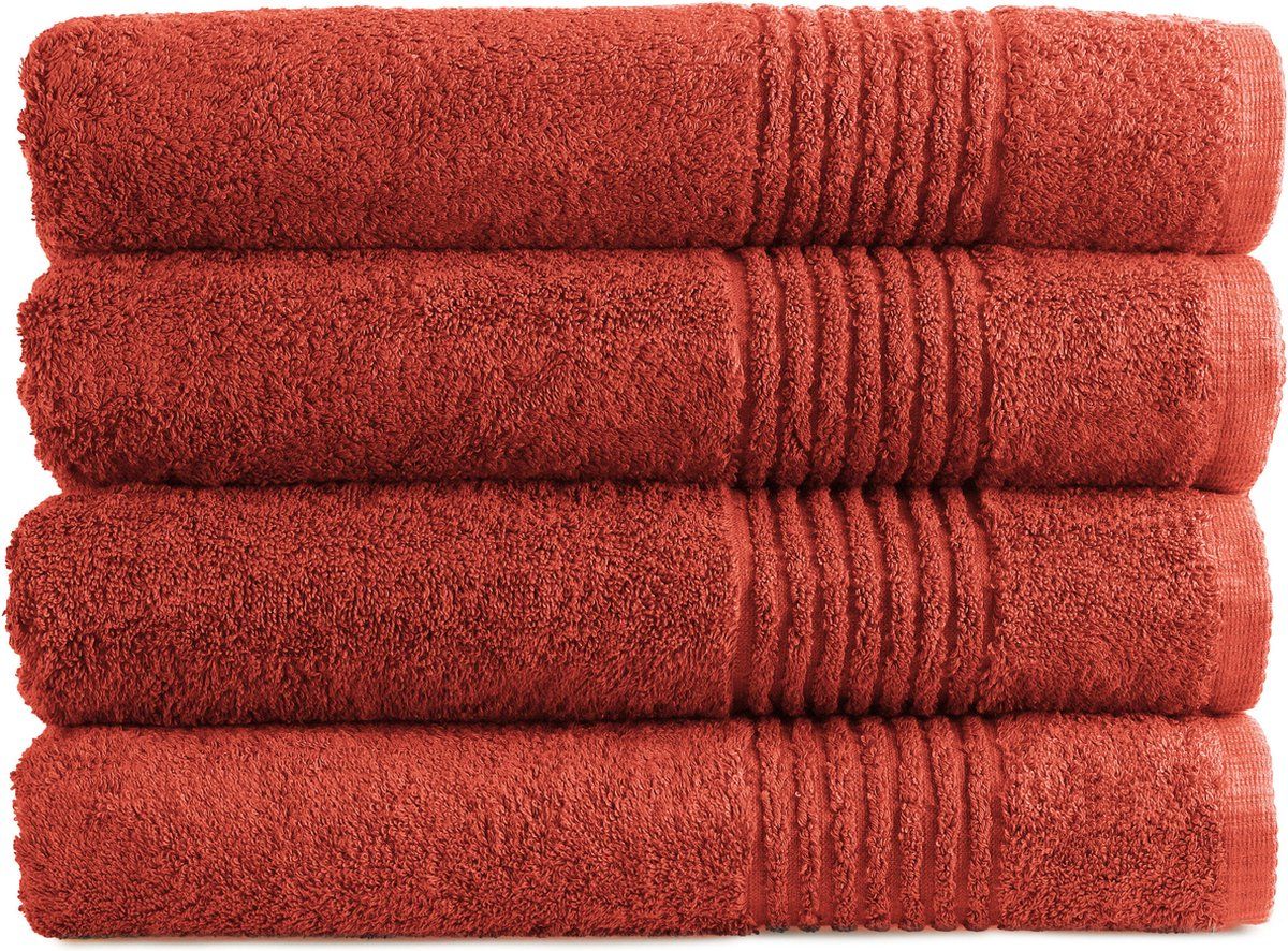 Phlox Handdoek Supreme Collectie - 70x140 - 4 Stuks - Oeko-Tex Made In Green - 600 G/m2 Zacht Katoen - Terracotta