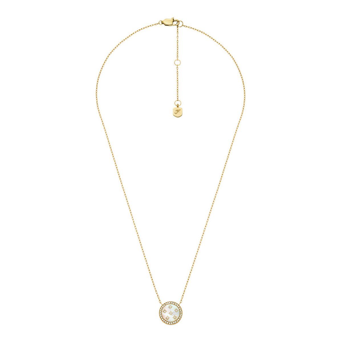 Fossil JF04865710 - Dames Collier 45.6 Cm - Goudkleurig Met Parelmoeren Hanger