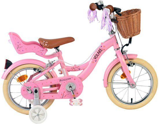 Volare Blossom Kinderfiets - Meisjes - 14 inch - Roze - Twee Handremmen