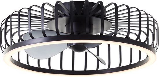Brilliant Capo - Plafondventilator - Met verlichting - 48 cm - LED 36W - CCT - 2700K-6500K - Dimbaar - Zwart - Zeer stil