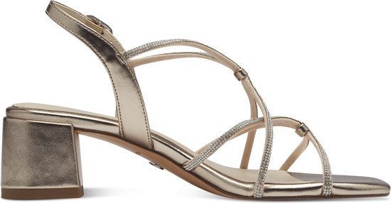 Tamaris Essentials - Dames Sandalen - 5 Cm Hakhoogte - Light Gold