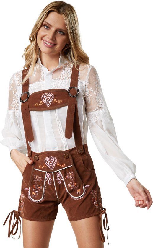 Dressforfun Lederhose Ammersee Xl - Verkleedkostuum - Traditionele Stijl Met Bretels - 100% Polyester