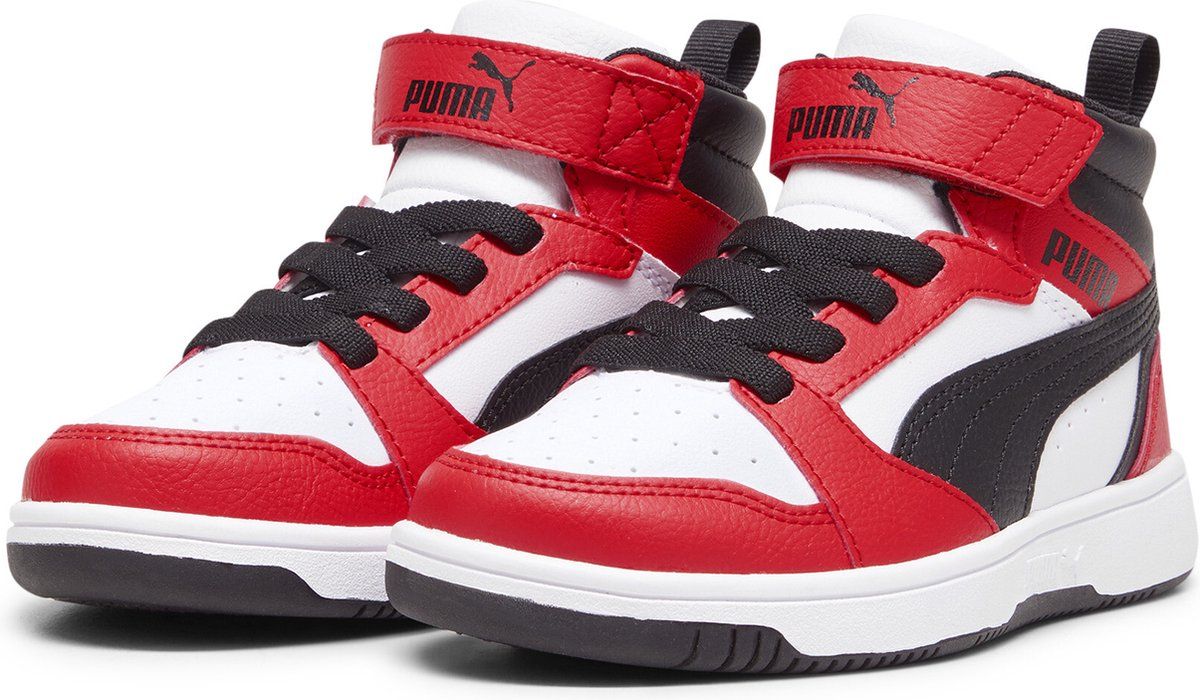 Puma Rebound V6 Mid Ac+ Ps - Hoge Sneakers - SoftFOAM+ Demping - Puma White-Puma Black-For All Time Red