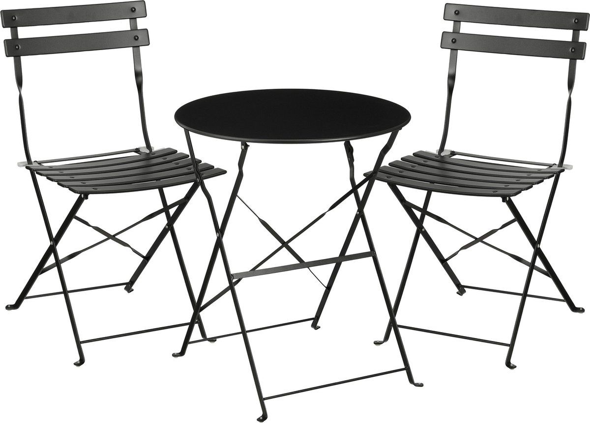 Mica Decorations Laurence Bistroset - Set Van 3 - Inklapbaar - Zwart (3 Stuks)