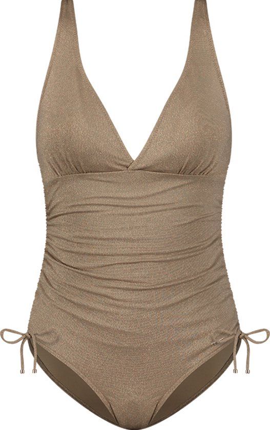 Cyell Sunset Sparkle - Badpak - Voorgevormde Cups V-hals - Bruin Glitters Goud