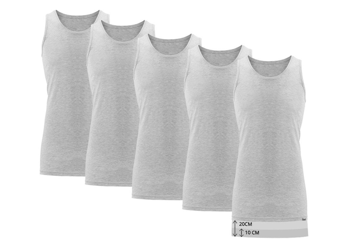 Milanoro - Set van 5 extra lange singlets voor heren - 100% katoen - Lichtgrijs (5 stuks)