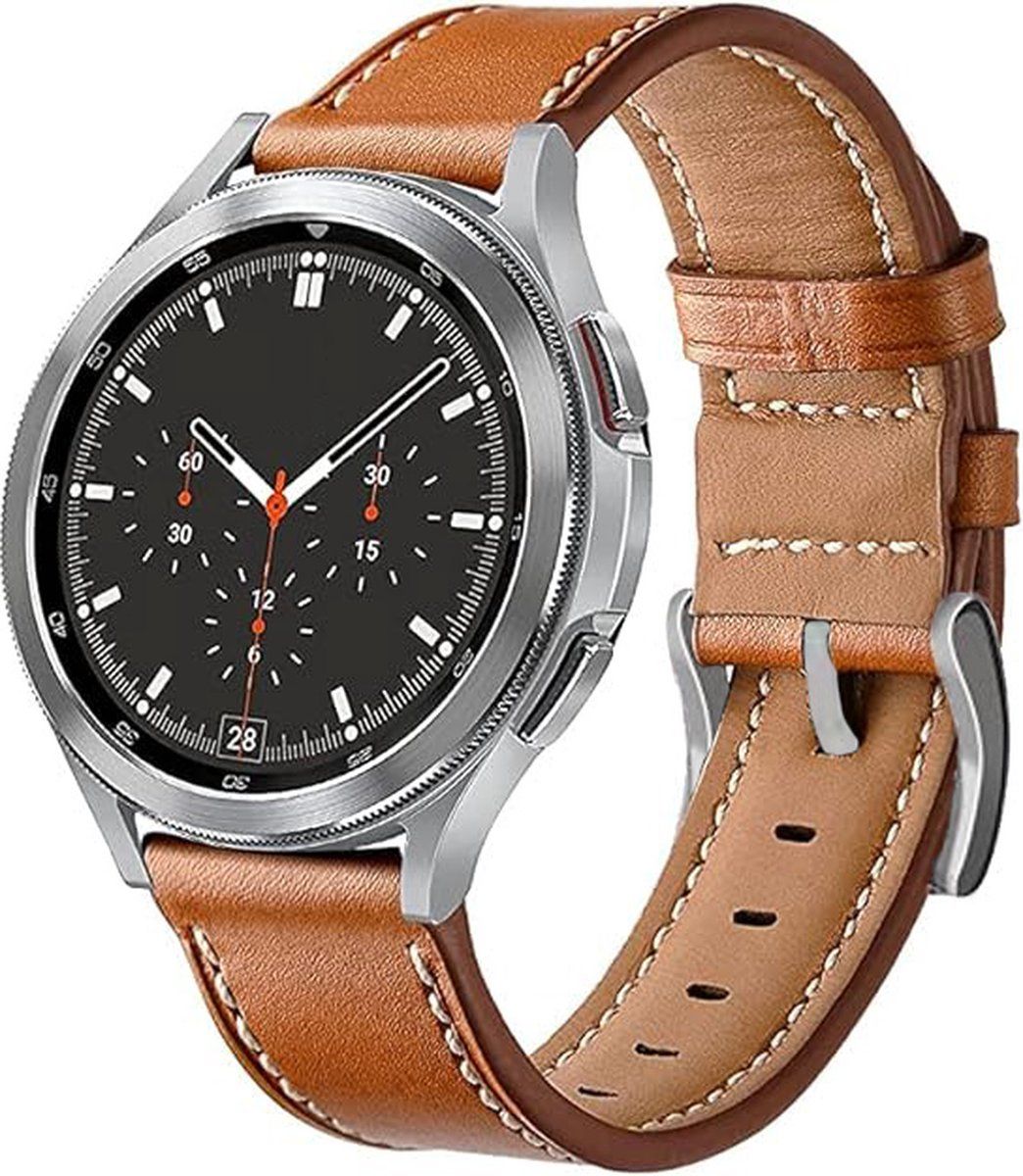 Podec Smartwatch Bandje - Bruin Leer 20mm - Vintage Design - Geschikt Voor Samsung Galaxy Watch (20mm)