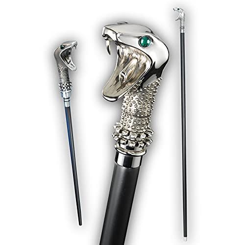 Noble Collection Harry Potter - Lucius Malfoy - Wandelstok En Toverstaf - Zilveren Slangenkop Met Smaragdgroene Ogen