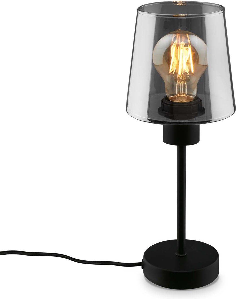 Briloner Fumi - Tafellamp - Zwart-rookglas - 1xE27 Max.10W (1 Stuk)